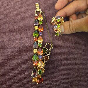 Rose Gold Gem Bracelet & Earring Set